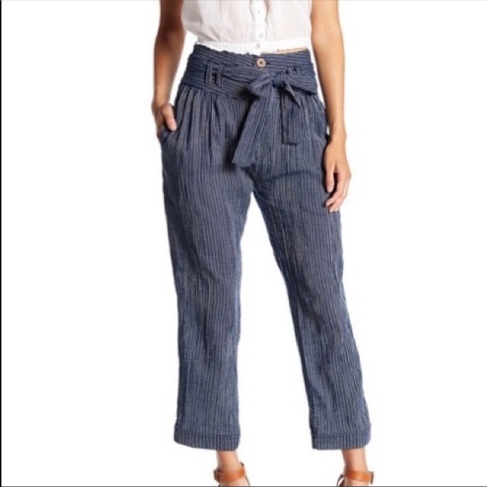Free People Cropped Striped Pants 0